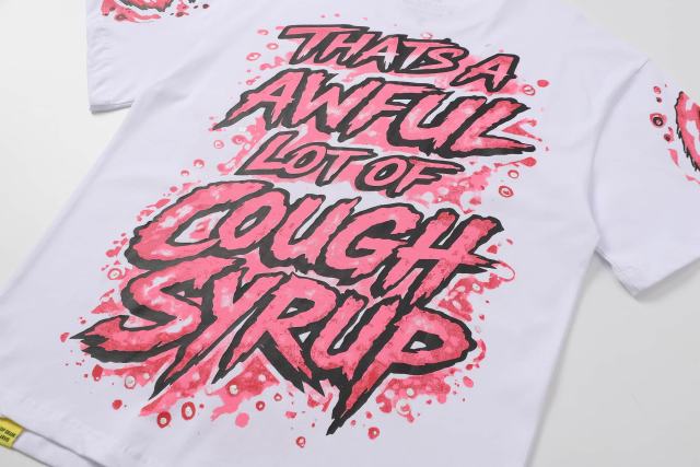 Cough Syrup Pink Splatter Graffiti Cup Front Back Double Sided Print Tee 2 colors 29290023