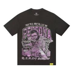 Cough Syrup Purple Faded Grainy DJ Screw Tribute RIP Memorial Persona Gothic Font Portrait Graphic Print Tee 29303823