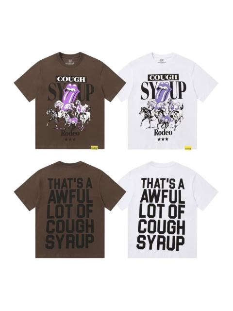 Cough Syrup Running Horses Purple Tongue Split Letter Front Full Stacked Slogan Back Tee 2 colors 29290051