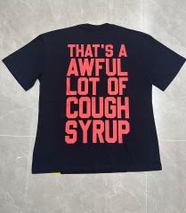 Cough Syrup Red Hue Grim Reaper Group Portrait Gothic Death Letter Front Large Orange Bold Block Slogan Print Tee 29303887