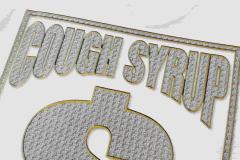 Cough Syrup Luxury Hip Hop Rhinestone Mesh Texture Front Horizontal Slogan Back Framed Dollar Sign Records Logo Tee 29302196