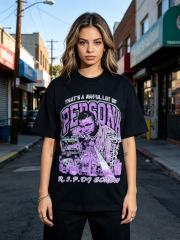 Cough Syrup Purple Faded Grainy DJ Screw Tribute RIP Memorial Persona Gothic Font Portrait Graphic Print Tee 29303823