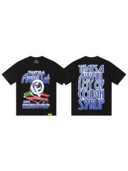 Cough Syrup Hip Hop Streetwear Gothic Stacked Letter Slogan USA Continent Map Emblem Badge Double Side Tee 29303789