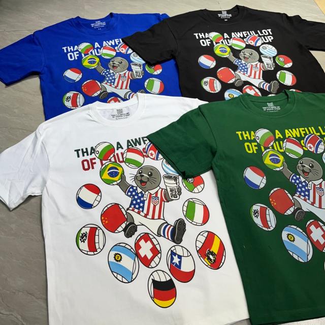 Cough Syrup Cartoon Streetwear Front Cute Us Jersey Sea Lion Multinational Country Flag Football Ball Slogan Print T-Shirt 4 colors 29343108