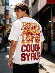 Cough Syrup Pin-Up Lady Syrup Bottle Front Red Graffiti Overlay Stacked Letter Back Print Tee 29290078