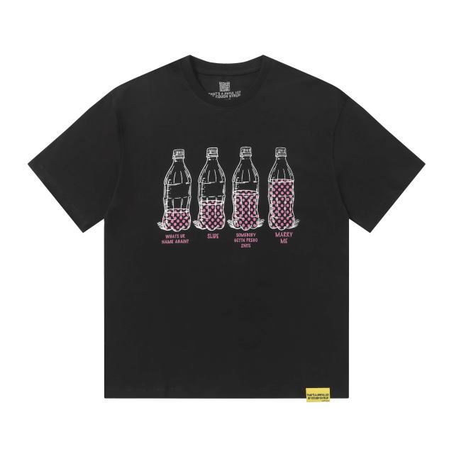 Cough Syrup Four Outline Syrup Bottles Pink Polka Dot Liquid Level Front Half Pink Dot Filled Stacked Slogan Tee 2 colors 29290183