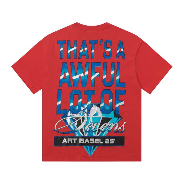 Cough Syrup Art Basel 25 Limited Blue Water Wave Gradient Letter Diamond Sevens Back Script Overlay Text Tee 3 colors 29290138