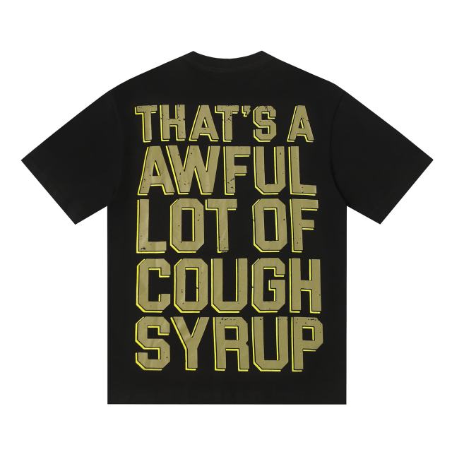 Cough Syrup Vintage Distressed Army Grenade Graphic Back Big Stacked Text Print Tee 29303794