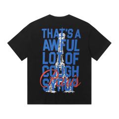 Cough Syrup Eiffel Tower France Flag Travel Stamp Graphic Front Large Bold Blue Stacked Letter Tee 2 colors 29290156