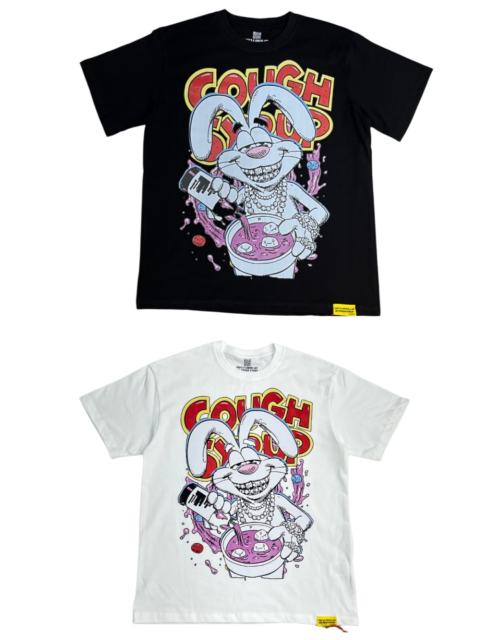 Cough Syrup West Coast Casual Fashion Front Laid Back Cartoon Rabbit Hip Hop Jewelry Syrup Pouring Graffiti Bubble Letter Print 2 colors T-Shirt 29344059