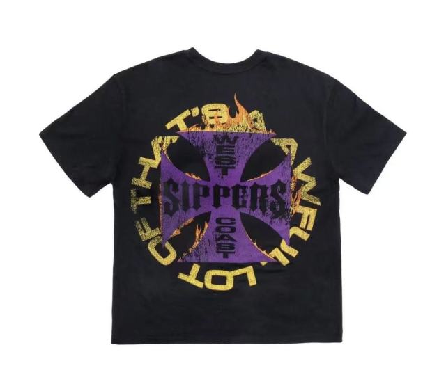 Cough Syrup West Coast Sippers Flame Motorcycle Cross Double Sided Print Tee 2 29303788