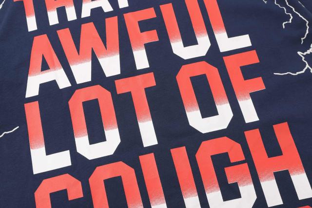 Cough Syrup Full Sleeve White Lightning Hurricane Cartoon Bird Front Gradient Stacked Full Slogan Print Tee 2 colors 29290161