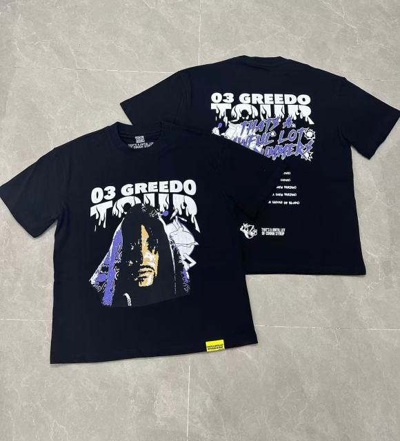 Cough Syrup 03 Greedo Tour Drip Font Purple Tint Portrait Front Concert City Venue Schedule Text Print Tee 29303881
