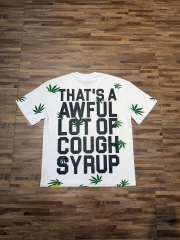 Cough Syrup Scattered Leaf All Over Print Front Small Slogan Back Big Stacked Text Tee 2 colors 29288645