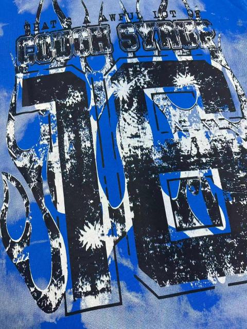 Cough Syrup Gothic Stacked ALDCS Letter Crosshair Target Circle Detail Large Worn Number 18 Graphic Print Tee 2 colors 29303872