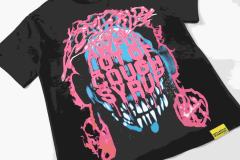 Cough Syrup Horror Teeth Portrait Print Back Irregular Flame Circle Demon Logo Double Sided Print Tee 2 colors 29304000