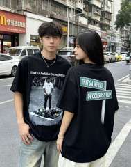 Cough Syrup Hip Hop Streetwear Street Vendor Figure Print Back Split Text Street Sign Design Tee 2 colors 29288641