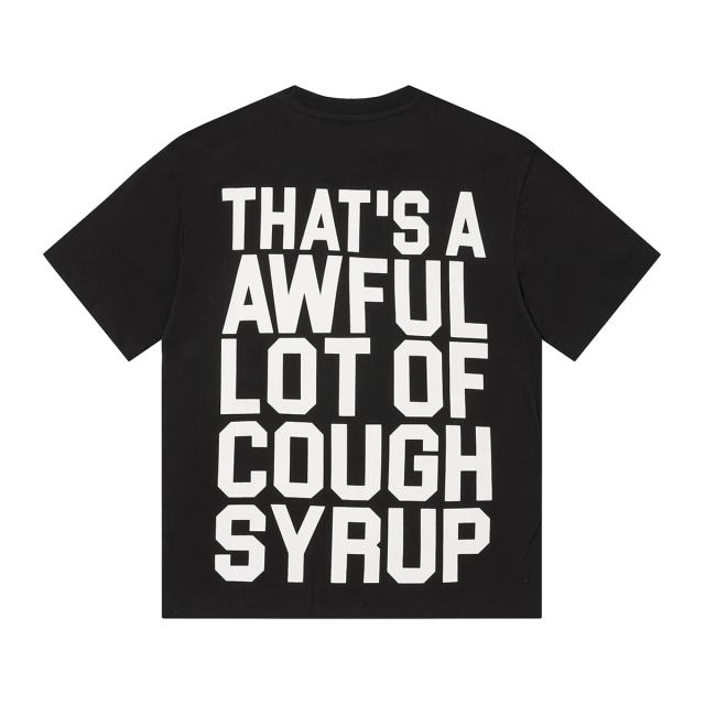Cough Syrup Green And Blue Contrast Split Demon Face Front Large Stacked Text Slogan Back Oversized Tee 29288677
