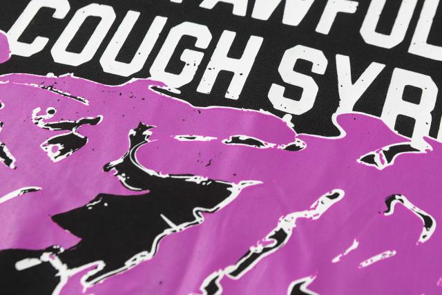 Cough Syrup Pink Graffiti Typography Dual Line Front Circular Frame Grunge Text Print Tee 2 colors 29303963