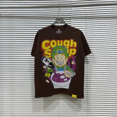 Cough Syrup West Coast Casual Fashion Chocolate Brown Laid Back Leprechaun Mascot Pour Syrup Graffiti Bubble Font Print T-Shirt 29344165