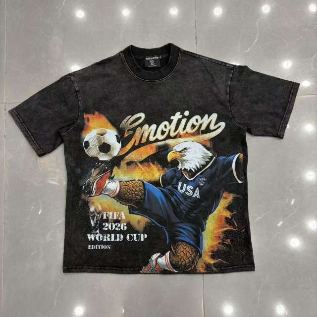 Mixed Emotion USA Canada Mexico World Cup Flame Eagle Print T-shirt 29370498