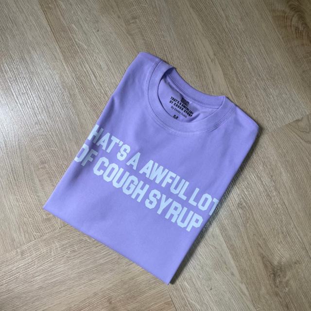 Cough Syrup Basic Streetwear Front Simple Line Font Back Huge Bold Stacked Letter Dual Side Print T-Shirt 29345290
