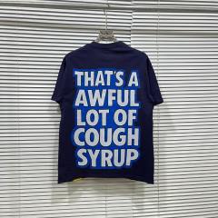 Cough Syrup West Coast Casual Fashion Solid Navy Blue Laid Back Tiger Mascot Pour Syrup Graffiti Bubble Font Print T-Shirt 29344147