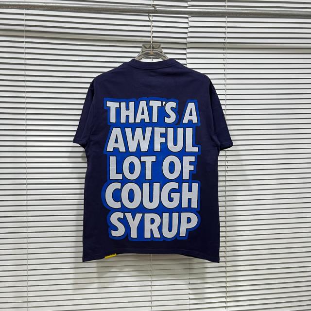 Cough Syrup West Coast Casual Fashion Solid Navy Blue Laid Back Tiger Mascot Pour Syrup Graffiti Bubble Font Print T-Shirt 29344147