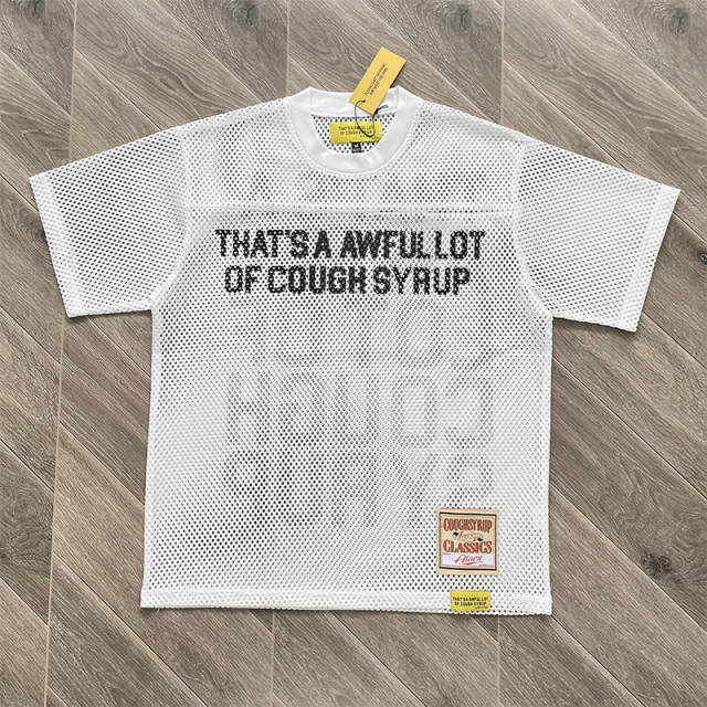 1:1 Top Quality That's A Awful Lot of Cough Syrup Letter Printed Mesh Breathable Short Sleeve Tee