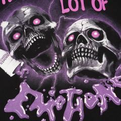 Cough Syrup Two Purple Eye Skull Lightning Front Snake Ring Background Dripping Graffiti Text Print Tee 2 colors 29290122