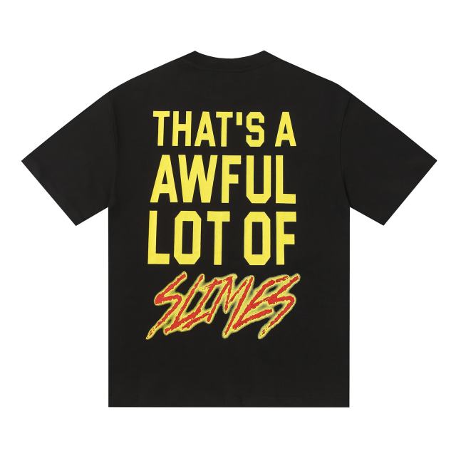 Cough Syrup Halo Snake Graffiti Front Two Layer Typography Bright Yellow Bold Block Letter Slimes Script Print Tee 29303916