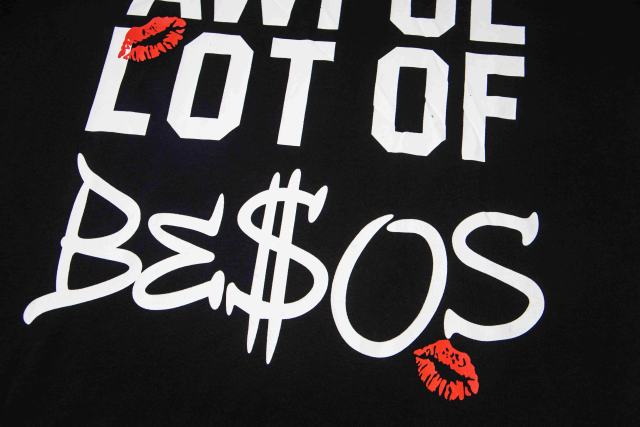 Cough Syrup Lip Print Decorated Front Small Text Back Stacked Bold Letter Cursive Word Print Tee 29303861