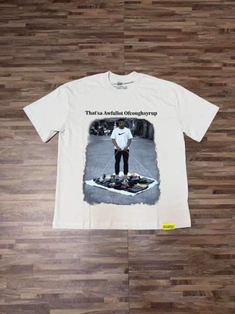 Cough Syrup Hip Hop Streetwear Street Vendor Figure Print Back Split Text Street Sign Design Tee 2 colors 29288641