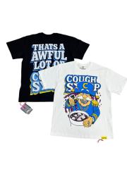 Cough Syrup Cartoon Hip Hop Streetwear Front Captain Character Pouring Purple Syrup Bowl Bottle Chain 3D Outline Letter Graphic Oversized T-Shirt 2 colors 29344019