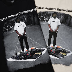 Cough Syrup Hip Hop Streetwear Street Vendor Figure Print Back Split Text Street Sign Design Tee 2 colors 29288641