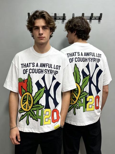 Cough Syrup Weed Leaf Peace Symbol Apple NY Graffiti Double Sided Print Tee 2 colors 29288701