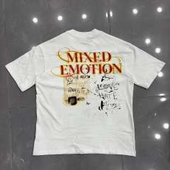 Mixed Emotion Vintage Graffiti Mask Wing Telegram Print T-shirt 29370450