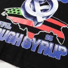 Cough Syrup Hip Hop Streetwear Gothic Stacked Letter Slogan USA Continent Map Emblem Badge Double Side Tee 29303789