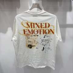 Mixed Emotion Vintage Graffiti Mask Wing Telegram Print T-shirt 29370450
