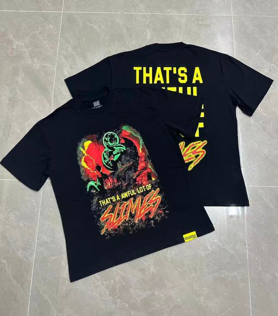 Cough Syrup Halo Snake Graffiti Front Two Layer Typography Bright Yellow Bold Block Letter Slimes Script Print Tee 29303916