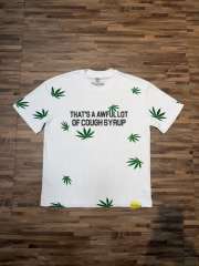 Cough Syrup Scattered Leaf All Over Print Front Small Slogan Back Big Stacked Text Tee 2 colors 29288645