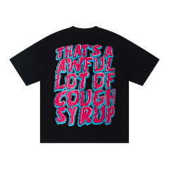 Cough Syrup Horror Hip Hop Streetwear Front Chucky Doll Knife Syrup Cup Drip Graffiti Letter Cartoon Print Oversized T-Shirt 29344001