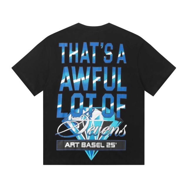 Cough Syrup Art Basel 25 Limited Blue Water Wave Gradient Letter Diamond Sevens Back Script Overlay Text Tee 3 colors 29290138