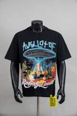 Cough Syrup Hip Hop Streetwear Front Neon Light Bulb Outline Text Ufo Spaceship Abduct Burning City Vintage Cosmic Sky Print Oversized T-Shirt 29344003