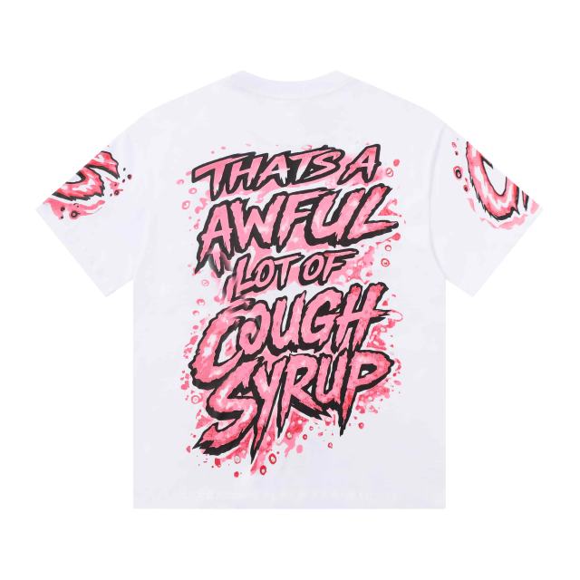 Cough Syrup Pink Splatter Graffiti Cup Front Back Double Sided Print Tee 2 colors 29290023