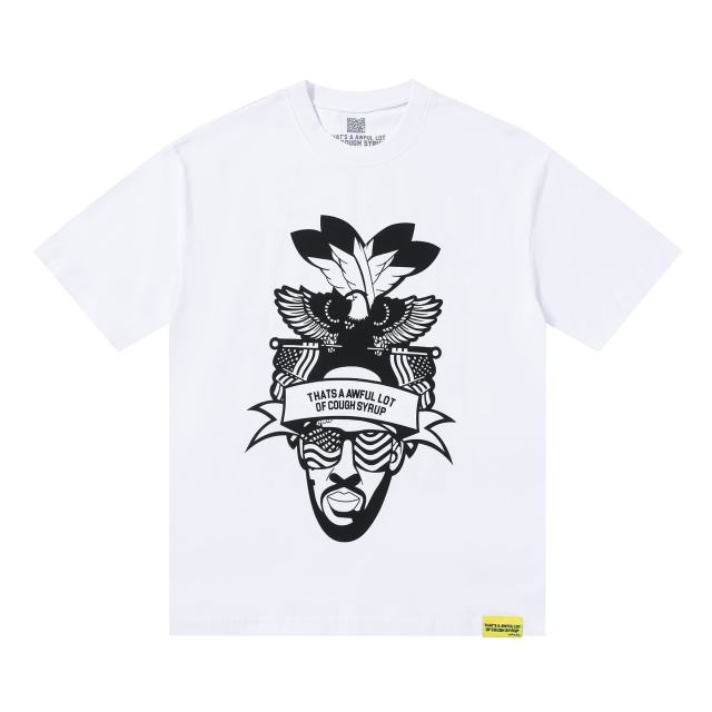 Cough Syrup Bald Eagle American Flag Feather Banner Hip Hop Portrait Front Large Bold Red Block Letter Tee 29303913