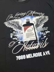 Cough Syrup Tribute Memorial Cursive Script Angel Wing Bottle Graphic Back Blue Block Letter Overlay Graffiti Tee 29303858