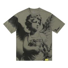 Cough Syrup Sketch Cupid Angel Tattoo Detail Front Gothic Stacked Cursive Slogan Back Tee 4 colors 29290017