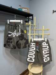 Hip Hop Portrait Graphic Cough Syrup Letter Print Drawstring Casual Street Sweat Shorts 11 colors 29288610