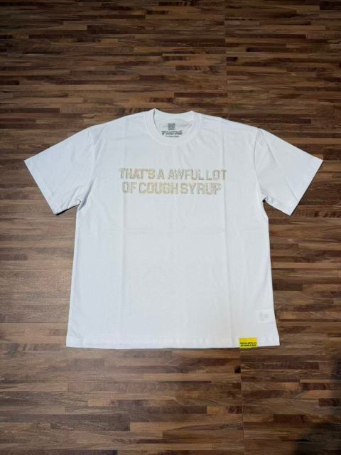Cough Syrup Luxury Hip Hop Rhinestone Mesh Texture Front Horizontal Slogan Back Framed Dollar Sign Records Logo Tee 29302196